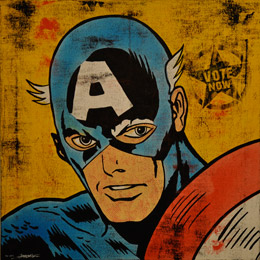 Jonathon Kimbrell 'Captain America Ain't Dead Yet! Vote!' Size: 61 x 61 cm £400